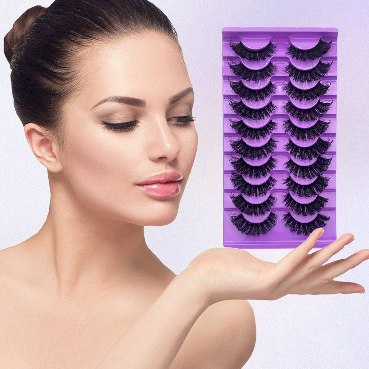 10 pairs of thick and luxurious eyelashes Fox-pattern cat eye eyelashes Fluffy - Soft and reusable newers friendly eyelashes